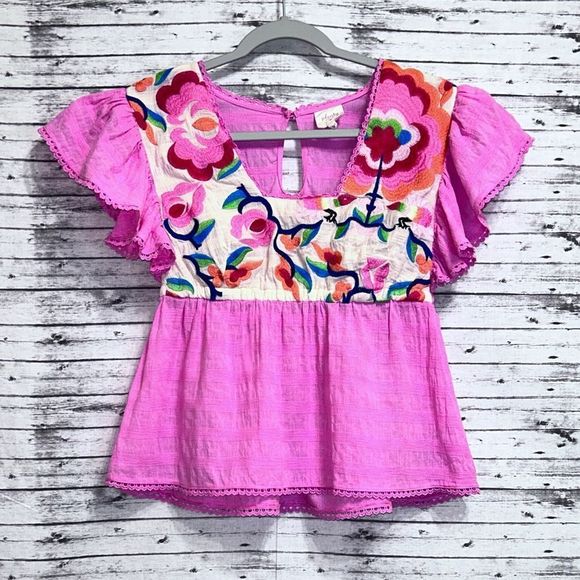 Anthropologie Tops - Anthropologie Plenty by Tracy Reese Embroidered Babydoll Blouse